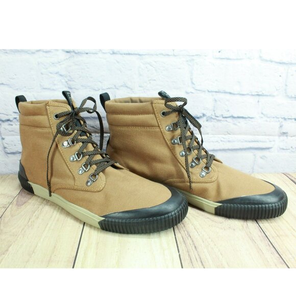 LL Bean Eco Woods Tan Canvas Lace Up Padded Collar Hiking Boots Size 13 M - Picture 3 of 9